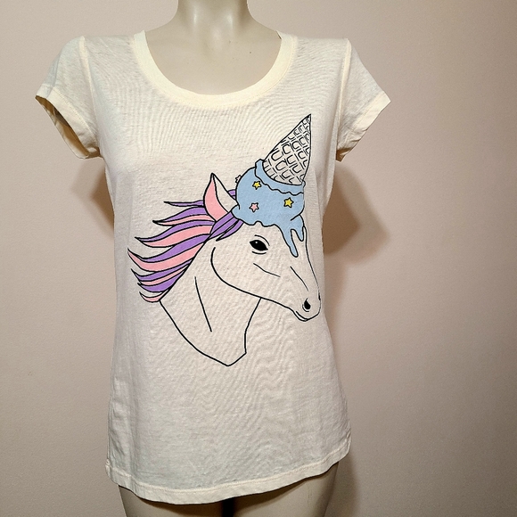 Unicorn ice cream cone cream tee - Picture 1 of 3